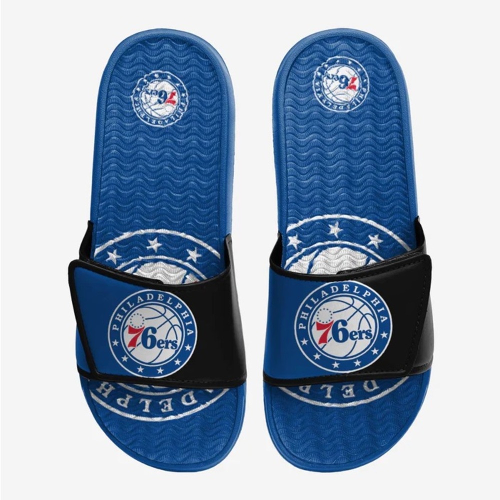 Philadelphia 76ers Colorblock Big Logo Gel Slides, NWT, size L (men’s 11-12)